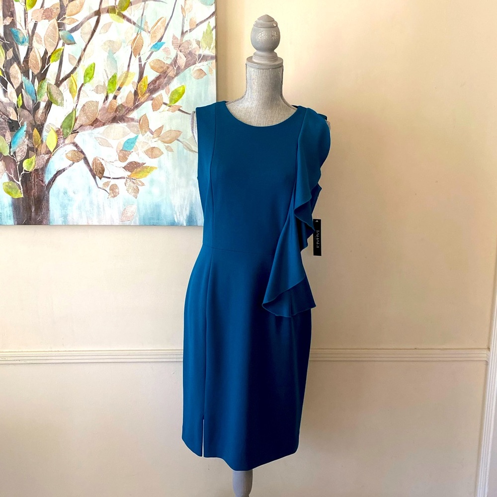 TAHARI ASL 💦DEEP WATER💦 INNER LINING SLEEVELESS DRESS SIZE 8 🌟NWT🌟